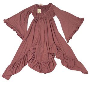 Joyfolie Fernanda Dress Sz 12 In Ashe Rose Ruffled Hem Lace Detail Bell Sleeves